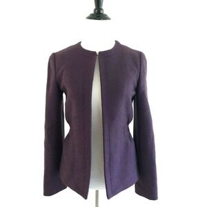 dar | Italy Womens Size S Purple Blazer Swing Open Front Wool Long Sleeves Lined